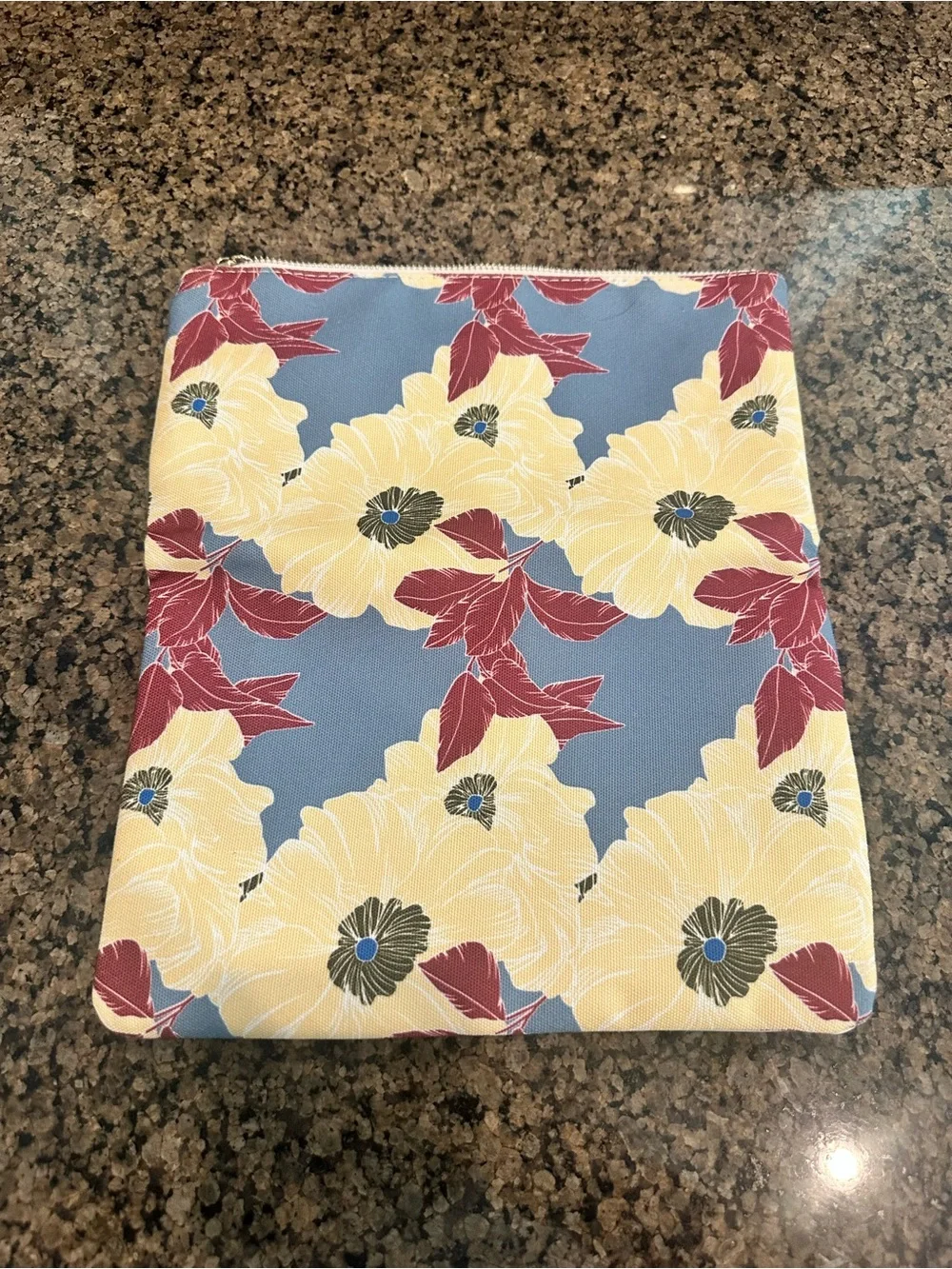 Rachel Pally Floral Print Fold-Over Clutch in Cream, Blue, and Burgundy